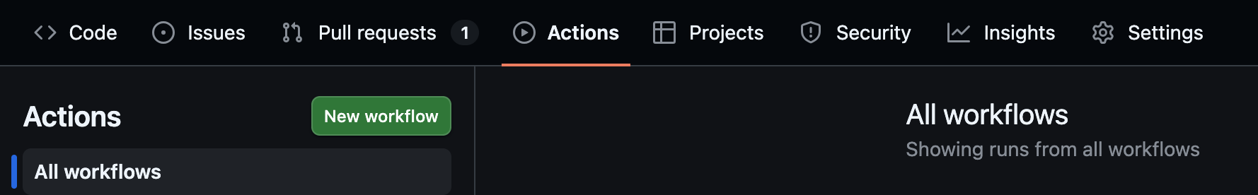 Actions tab